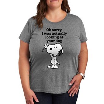 Plus Peanuts Snoopy Looking At Your Dog Graphic Tee