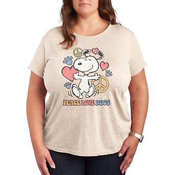 Plus Peanuts Snoopy Peace Love Dogs Graphic Tee