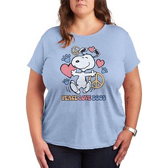 Plus Peanuts Snoopy Peace Love Dogs Graphic Tee