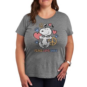 Plus Peanuts Snoopy Peace Love Dogs Graphic Tee