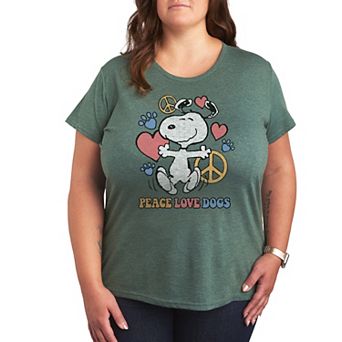 Plus Peanuts Snoopy Peace Love Dogs Graphic Tee
