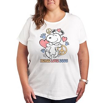 Plus Peanuts Snoopy Peace Love Dogs Graphic Tee