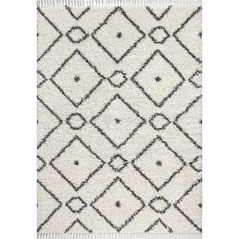 Mercer Shag Plush Tassel Moroccan Diamond Area Rug