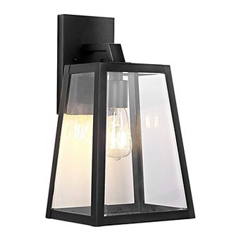 Pasadena Iron/glass Modern Industrial Angled Led Outdoor Lantern