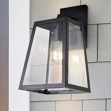Pasadena Iron/glass Modern Industrial Angled Led Outdoor Lantern