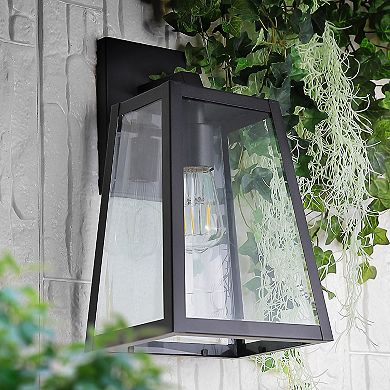 Pasadena Iron/glass Modern Industrial Angled Led Outdoor Lantern
