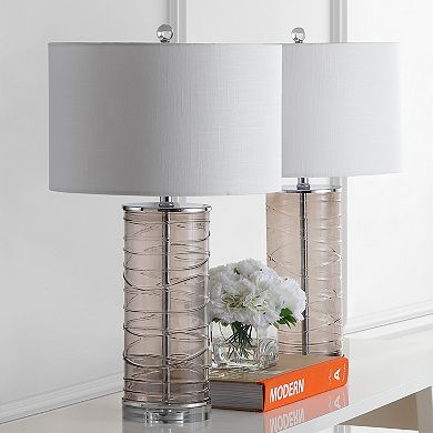 Cole Modern Fused Glass Cylinder Led Table Lamp (set Of 2)