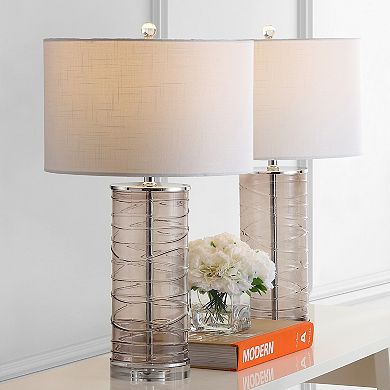 Cole Modern Fused Glass Cylinder Led Table Lamp (set Of 2)