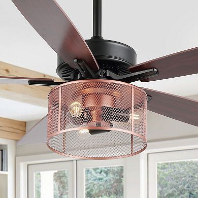 Max Farmhouse Industrial Iron/wood Mobile Appremote Controlled Led Ceiling Fan