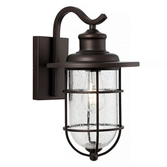 Westfield Iron/seeded Glass Rustic Industrial Cage Led Outdoor Lantern