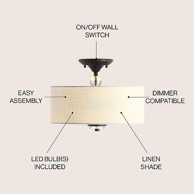 Marc Metal/crystal Led Semi Flush Mount