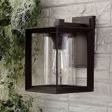 Vaughn Iron/glass Modern Rustic Cube Led Outdoor Lantern (set Of 2)