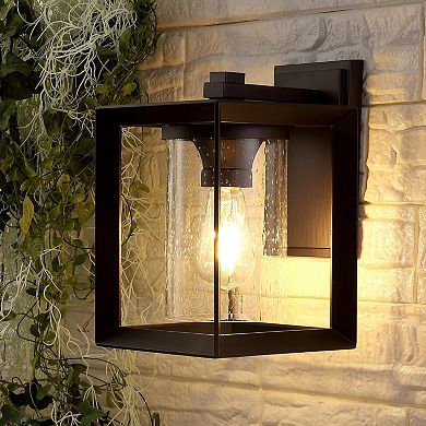Vaughn Iron/glass Modern Rustic Cube Led Outdoor Lantern (set Of 2)