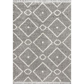 Mercer Shag Plush Tassel Moroccan Diamond Area Rug