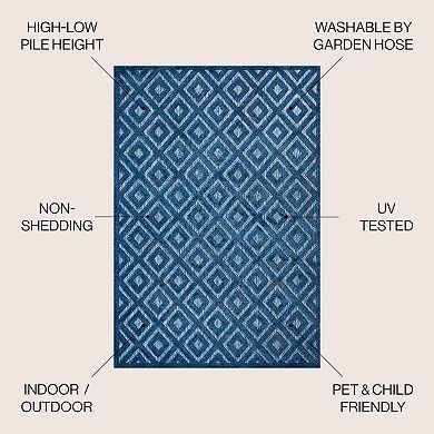 Portmany Neutral Diamond Trellis Indoor/outdoor Area Rug