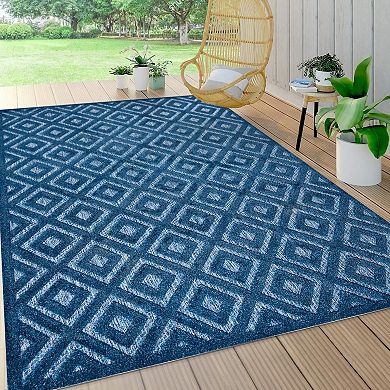 Portmany Neutral Diamond Trellis Indoor/outdoor Area Rug