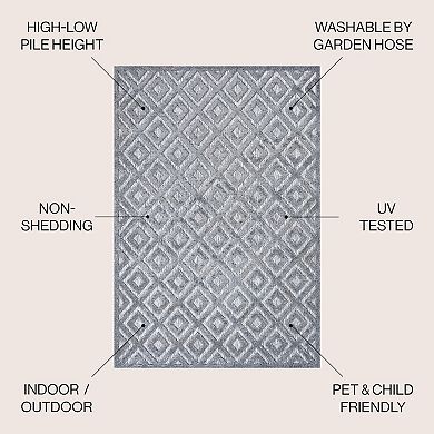 Portmany Neutral Diamond Trellis Indoor/outdoor Area Rug