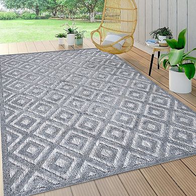 Portmany Neutral Diamond Trellis Indoor/outdoor Area Rug