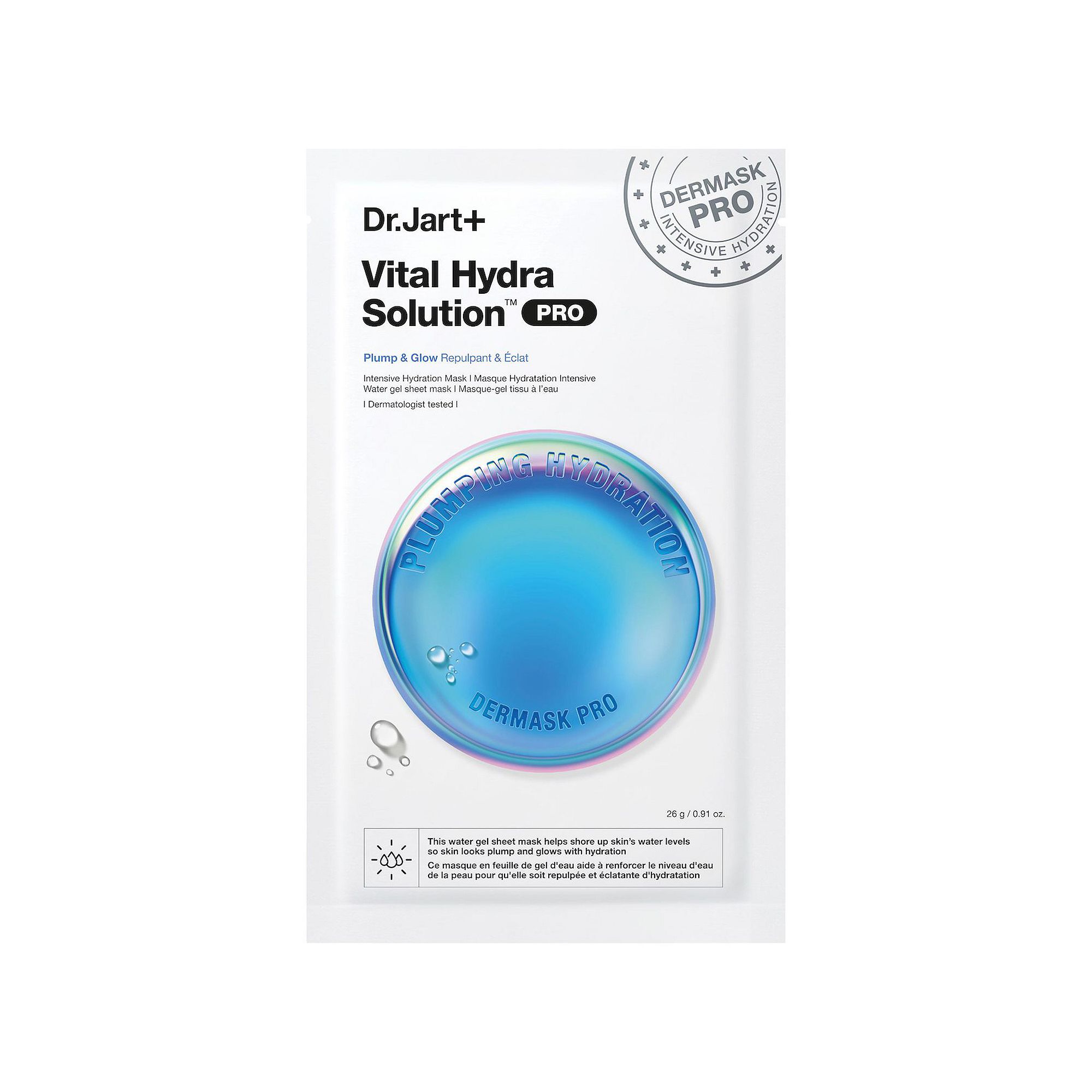 Dr. Jart Vital Hydra Solution PRO Glow Face Mask with Hyaluronic Acid, Size