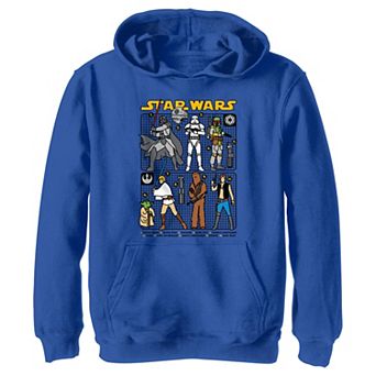 Boys Star Wars Cartoon Figures Lineup Graphic Hoodie