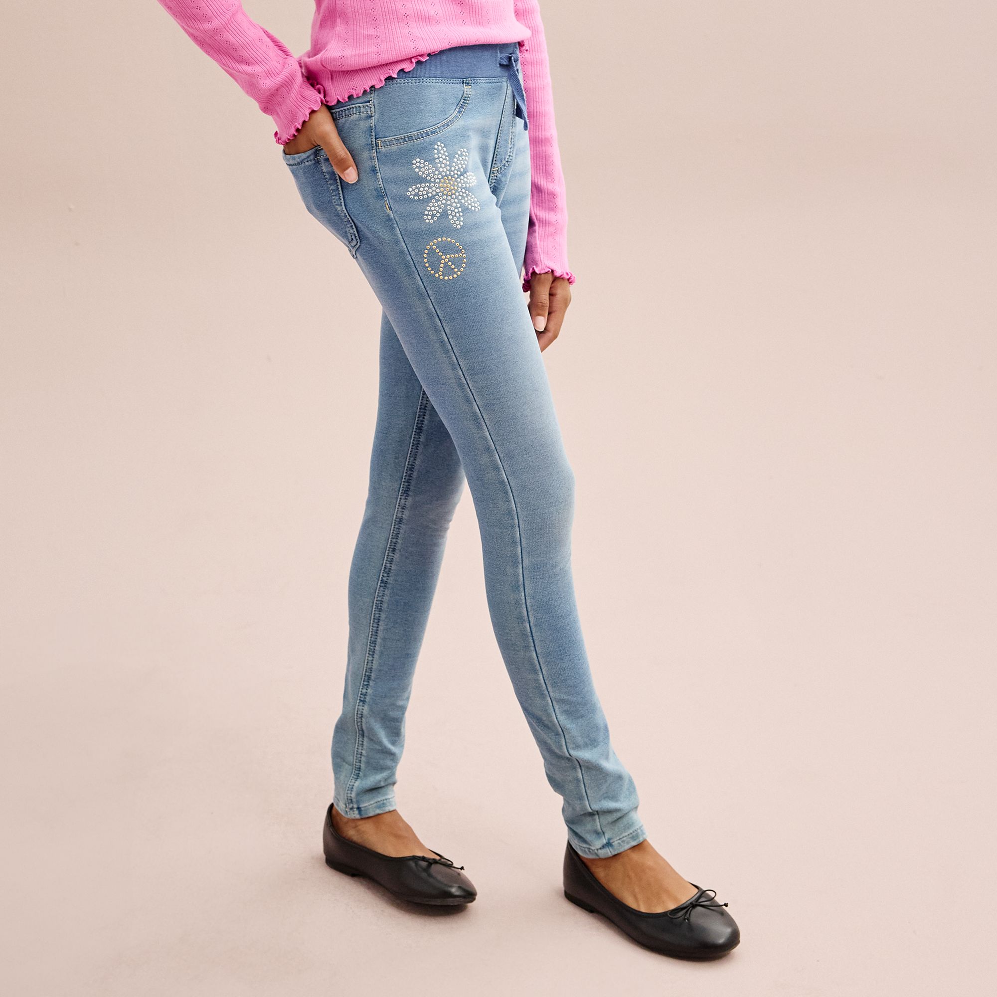 Girls 6-18 SO® Rib Waist Jeggings in Regular & Plus Size, Girls, Medium B