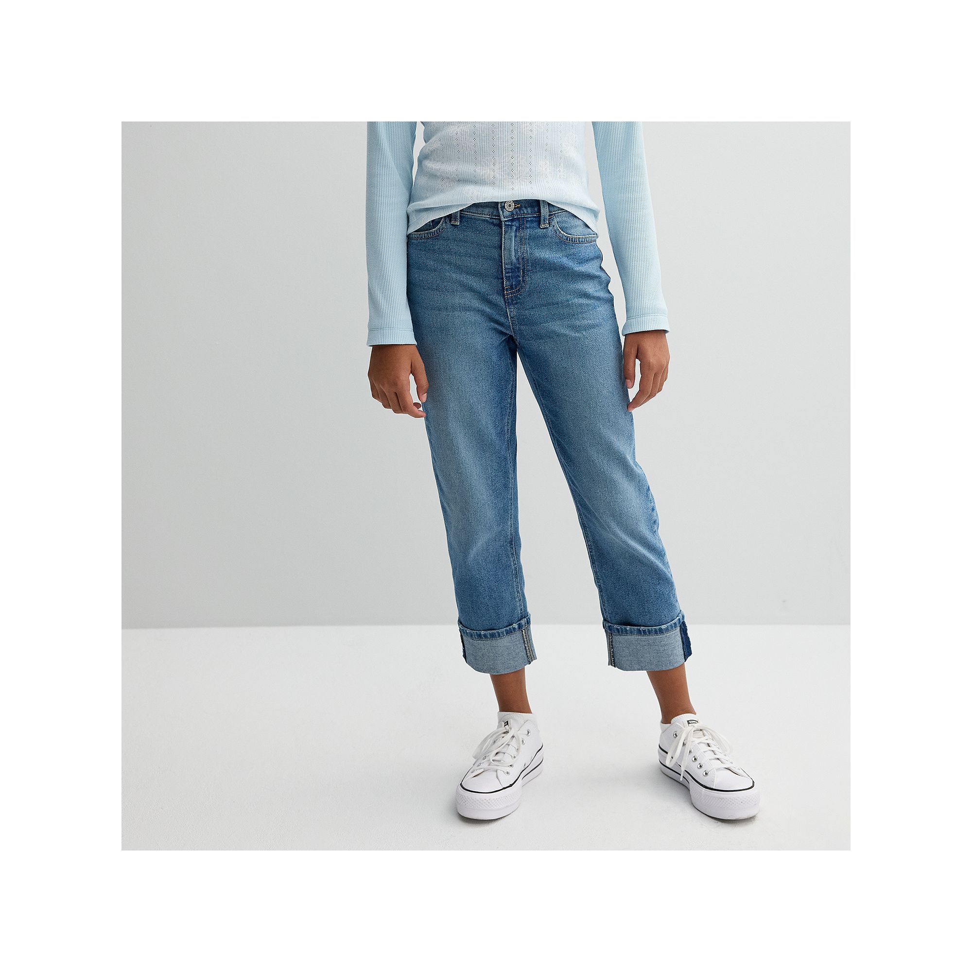 Girls 6-20 SO® High Rise 90s Cuffed Hem Jeans in Regular & Plus Size, Gir