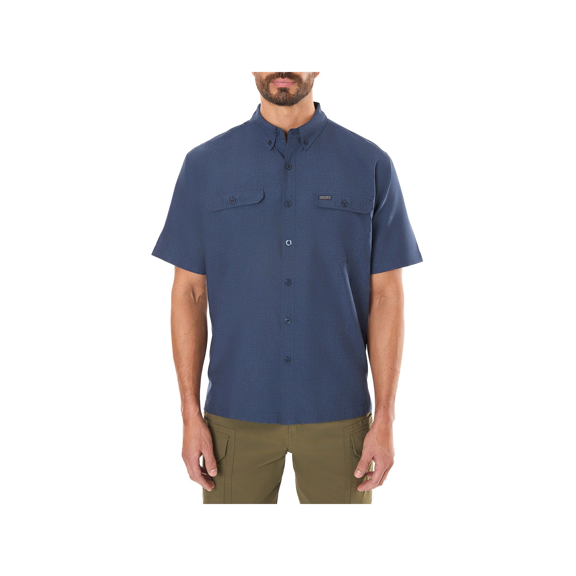 Mens Smiths Workwear Breezy Performance Button-Down Shirt, Size: XXL, Blu