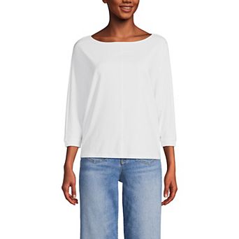 Women's Lands End Lightweight Jersey Boatneck Dolman Sleeve Top