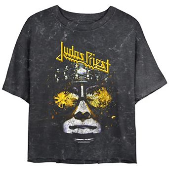 Juniors' Judas Priest Killing Machine Crop Top Mineral Wash Graphic Tee