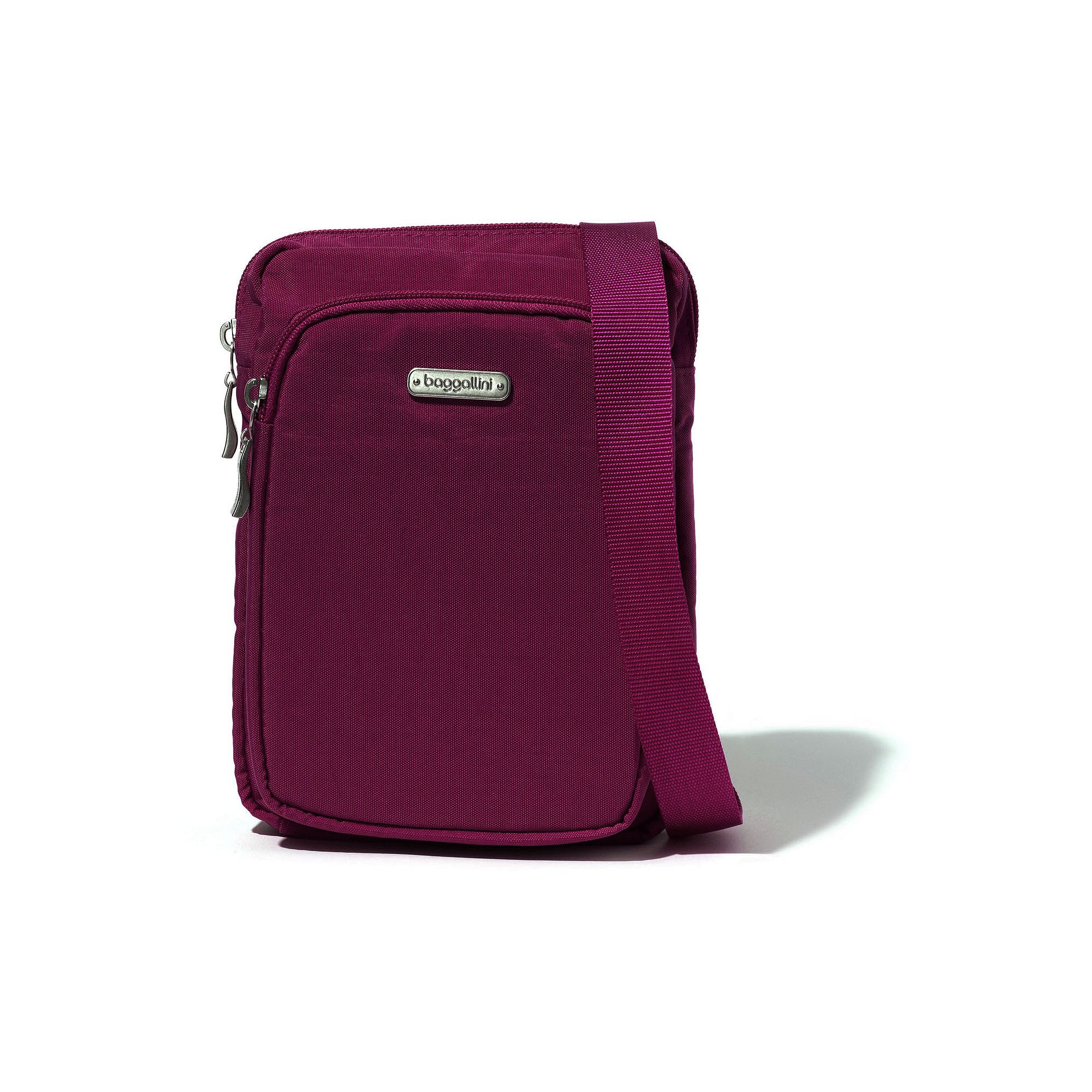 baggallini Dual Zipper RFID-Blocking Crossbody Handbag, Orchid