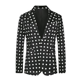 Polka Dots Blazers For Men's Classic Slim Fit One Button Business Sport Coats