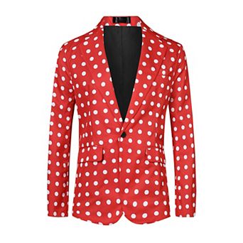 Polka Dots Blazers For Men's Classic Slim Fit One Button Business Sport Coats