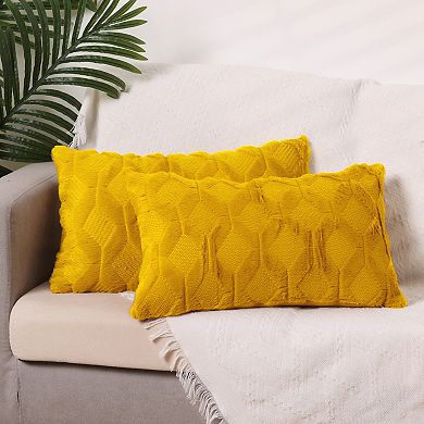 Short Plush Solid Color Soft Living Room Throw Pillowcases 2 Pcs 12" X 20"