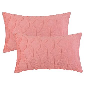 Short Plush Solid Color Soft Living Room Throw Pillowcases 2 pc 12" X 20"