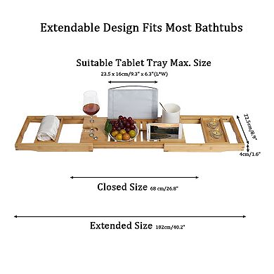 Bathtub Tray Bath Adjustable Caddy Tray W Extendable Side Bathroom