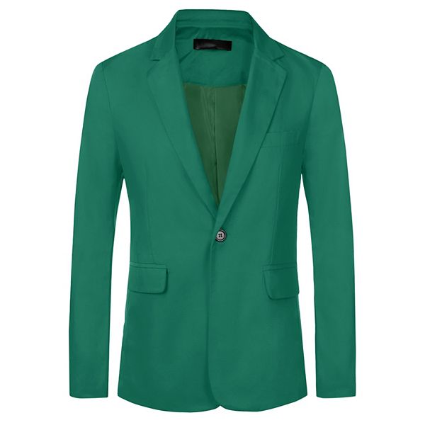 Solid Color Business Blazer For Men's One Button Notched Lapel Sports