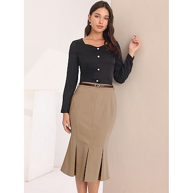 Women's Work Skirt Below Knee Length Fishtail Skirt