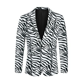 Animal Printed Blazer for Men's Vintage Slim Fit One Button Party Sports Coats