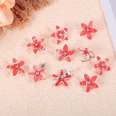 20pcs Small Flower Hair Clips Rhinestone Mini Cute Clip For Fine Hair
