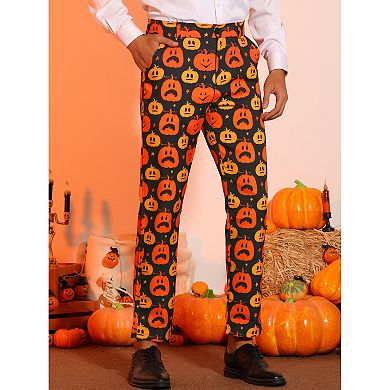 Halloween Pants For Men's Funny Party Cosplay Costume Pumpkin Printed Trousers