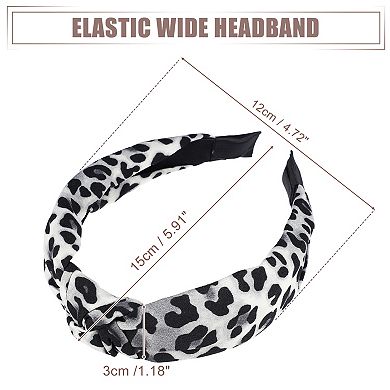 Leopard Pattern Headband For Women Elastic Wide Knotted Headband White Gray