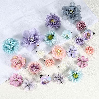 23pcs Women Flower Hair Clips Flower Hair Barrettes For Party Blue Purple