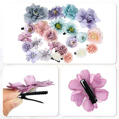 23pcs Women Flower Hair Clips Flower Hair Barrettes For Party Blue Purple