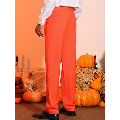 Business Dress Pants For Men's Straight Fit Flat Front Wedding Work Chino Trousers