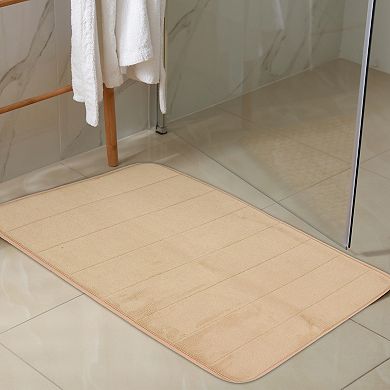 2 Pcs Memory Foam Bathroom Mat Non Slip Soft Bath Rugs Gray 23.62"x15.75", 31.50"x19.69"