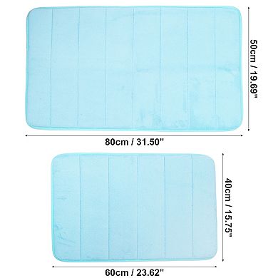 2 Pcs Memory Foam Bathroom Mat Non Slip Soft Bath Rugs Gray 23.62"x15.75", 31.50"x19.69"