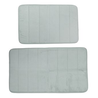 2 pc Memory Foam Bathroom Mat Non Slip Soft Bath Rugs Gray 23.62"x15.75", 31.50"x19.69"