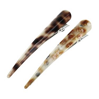 2 pc Long Metal Duckbill Hair Clips Crocodile Clips 0.83" Coffee Light Coffee