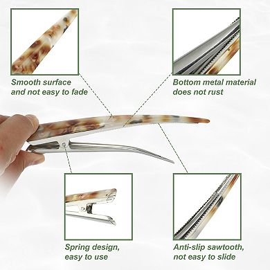 2pcs Long Metal Duckbill Hair Clips Crocodile Clips 0.83" Coffee Light Coffee