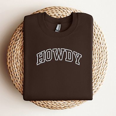 Embroidered Howdy Varsity Outline Sweatshirt